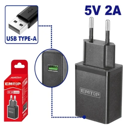 Chargeur USB 5V 2A EFCR120502 Emtop