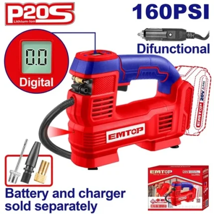 Compresseur d’air portable sans fil 160 PSI ELAC2012 Emtop Maroc