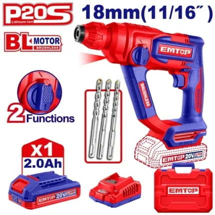 Marteau perforateur sans fil ELRH201881 Emtop Maroc