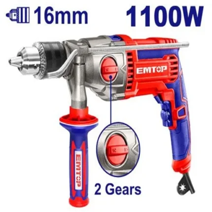 Perceuse à percussion 1100w EMDL21101 Emtop Maroc