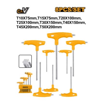 Jeu 8 clés Torx à poignée en T INGCO