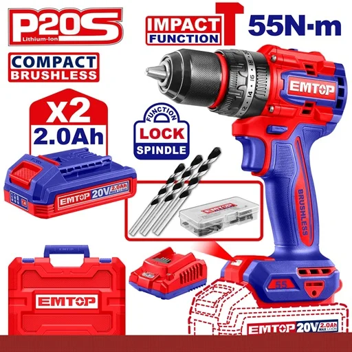 Perceuse à percussion sans fil Emtop