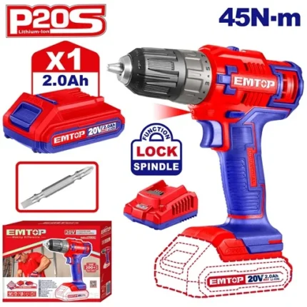 Perceuse sans fil ECDL6200118 Emtop Maroc