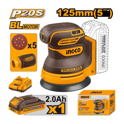 Ponceuse orbitale aléatoire sans fil INGCO