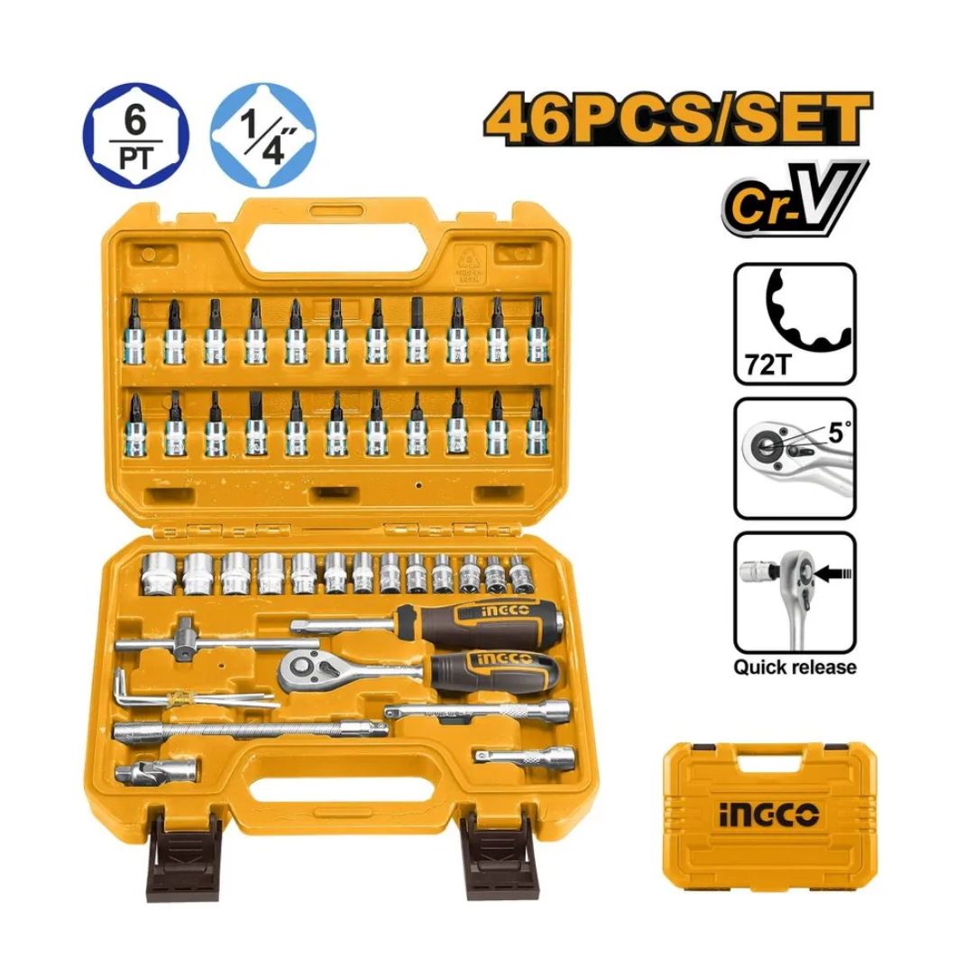 malette-de-douilles-46-pcs-1-4-hkts14462-ingco MALETTE DE DOUILLES 46 PCS 1/4 HKTS14462 INGCO