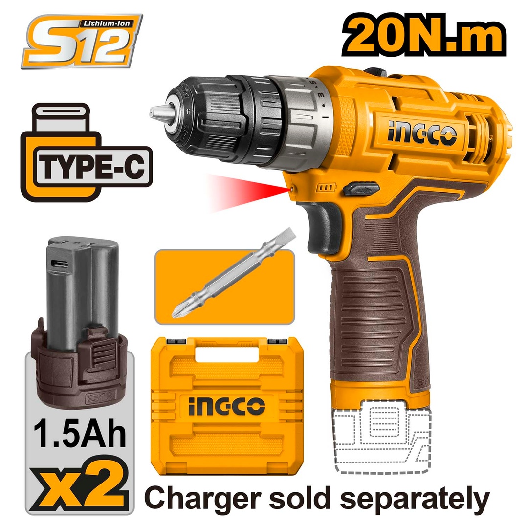 perceuse-a-percussion-sans-fil-20n-m-ingco (1) Perceuse à percussion sans fil INGCO 12V