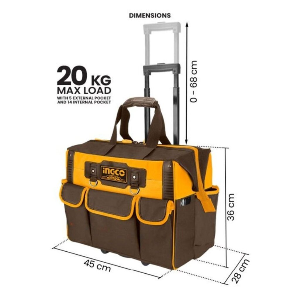 Hatriel Sac à Outils Professionnel, Sacoche Outils Grand, Caisse à Outil Vide Étanche, Sac à Outils avec Bandoulière Réglable et Poignée de Transport, pour Usage Domestique, Électriciens